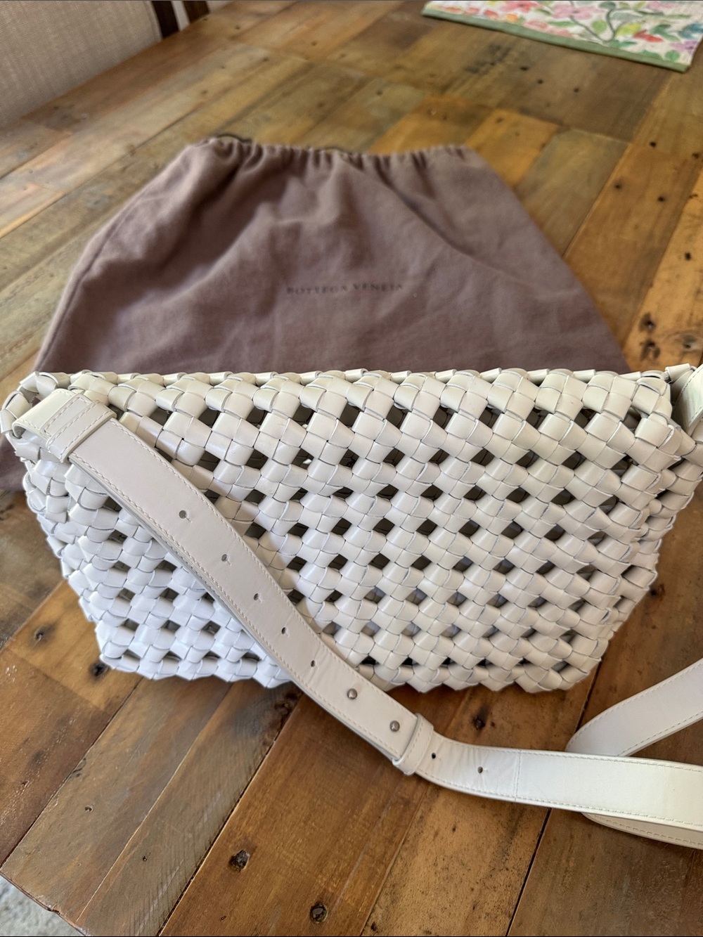 Bottega Veneta off white Intrecciato Woven real Leather Crossbody Bag handbag